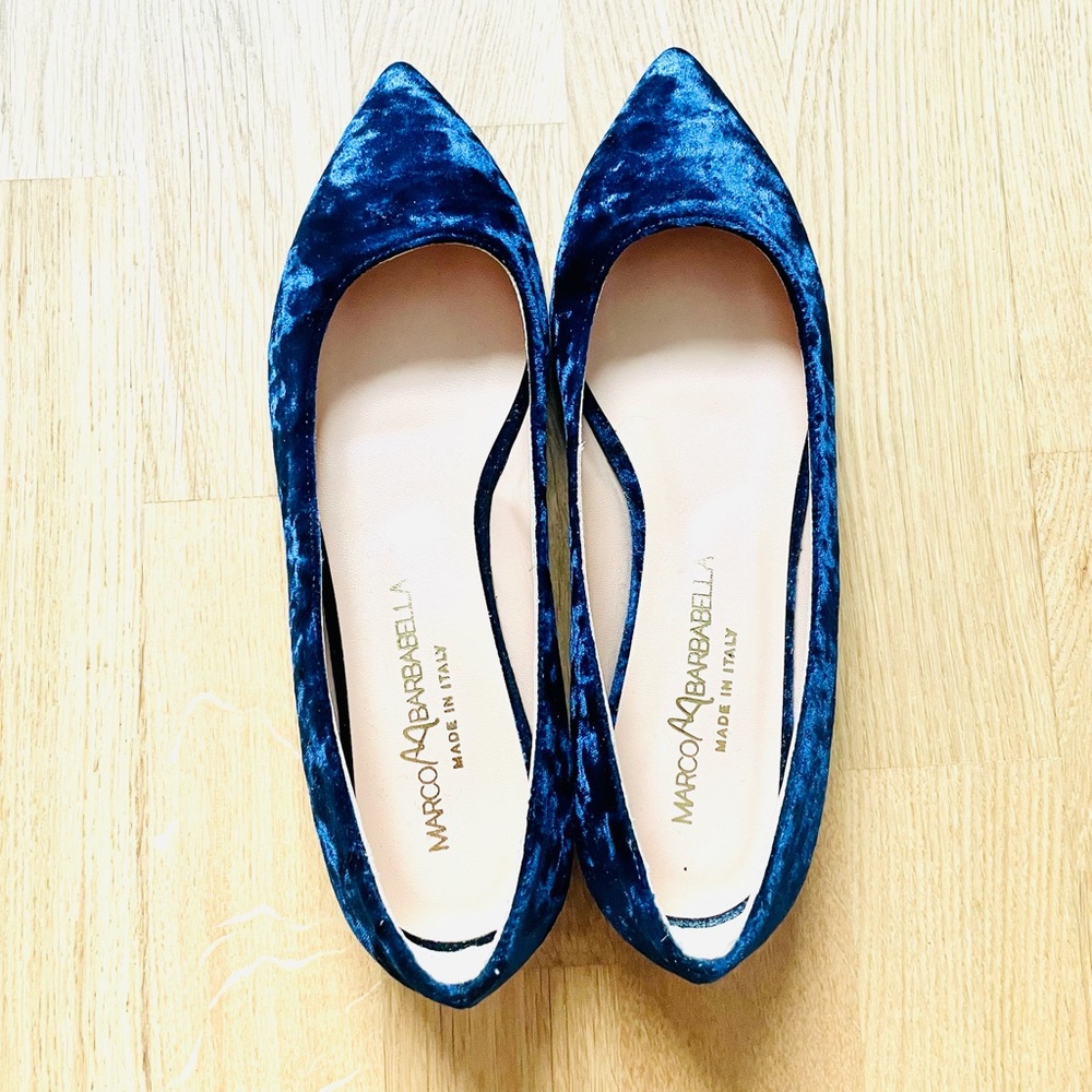 Brand New Italian Marco Barbabella Navy Suede Ballet Flats